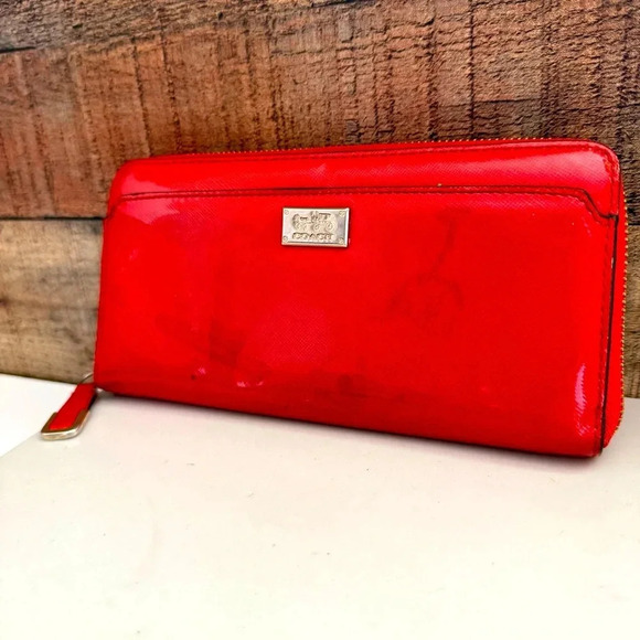Coach Patent Leather Zip Around Wallet - Picture 1 of 11